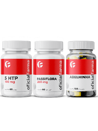 5 Htp 100Mg 60 Cápsulas + Passiflora 200Mg 60 Cápsulas + Termogênico Abelhinha 120 Cápsulas