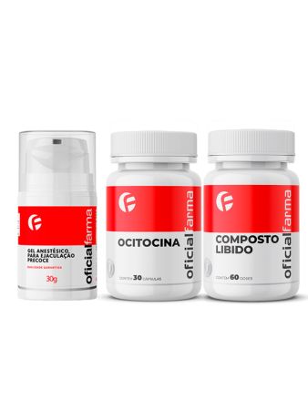 Gel Anestésico Pra Ejaculação Precoce 30g + Ocitocina (Oxitocina) 30 Cápsulas + Composto Libido 60 Doses