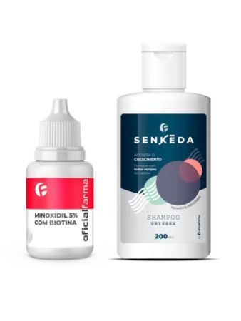 Minoxidil 5% Com Biotina 100Ml + Shampoo Unissex Para Crescimento Capilar 200 ml SENKEDA