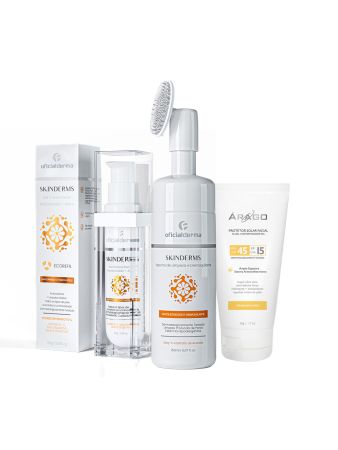 Espuma de Limpeza e Demaquilante + Gel Creme + Protetor Solar FPS45 | Skinderms