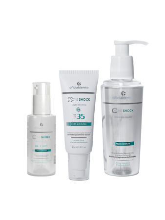 Sabonete L&iacute;quido + S&eacute;rum Antiacne + Lo&ccedil;&atilde;o Secativa | AcneShock